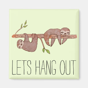 Íman Belo par de preguiças-bebês em um galho de árvore