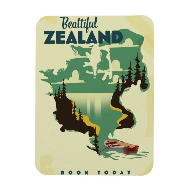 Íman Belo Poster de viagens da Zelândia (Vertical)