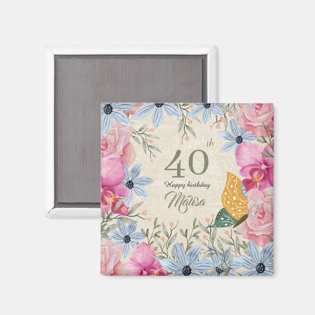 Íman Belo trabalho de arte de botânica rusticada (Front/Back)