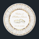 Íman Belos Bandas de Casamento de Ouros<br><div class="desc">Fim de Dia de Casamento. Um Guarda do Dia do Casamento da Noiva e do Groom pronto para personalizar. ⭐ Este produto é 100% personalizável. Gráficos e/ou texto podem ser adicionados, excluídos, movidos, redimensionados, alterados em volta, rodados etc... ⭐ (Não se esqueça de redimensionar ou mover gráficos, se necessário, antes...</div>