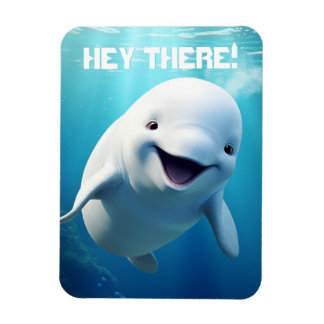 Íman Beluga Baleia Cartoon Blue Green Oceano Ártico