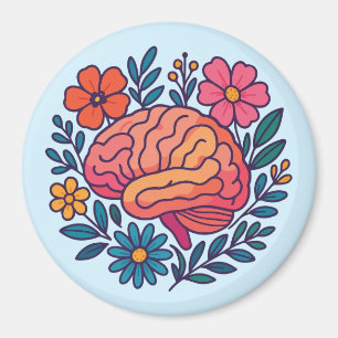 Íman Bem-Estar Mental Cérebro Florido