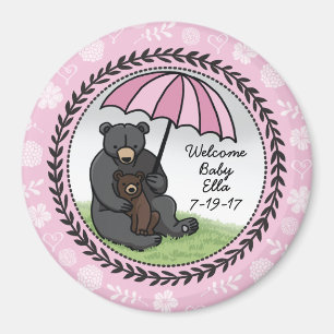 Íman Bem-vinda, Baby Girl Bear e Cub Personalizadas