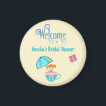 Íman Bem-vindo ao Grupo de Chás de panela de Nome Perso<br><div class="desc">O nome da sua noiva destaca esses lindos ímãs de chá de panela de boas-vindas.</div>