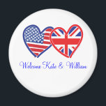 Íman Bem-vindo Kate & William/ Royal Wedding<br><div class="desc">bandeira da União Jack e dos EUA design</div>