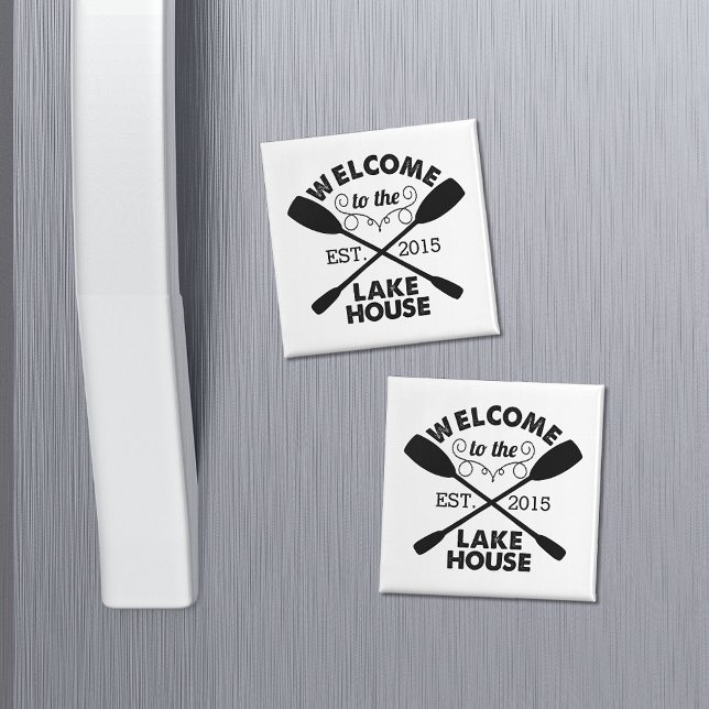 Íman Bem-vindos ao Lago House | Rustic Personalizado (Criador carregado)