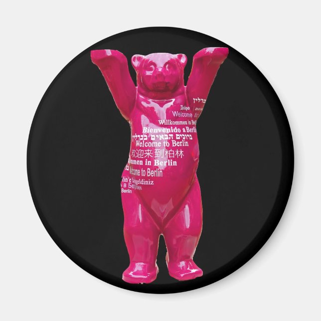 Íman Bem-vindos ao Urso de Teddy de Berlim, preto (Frente)