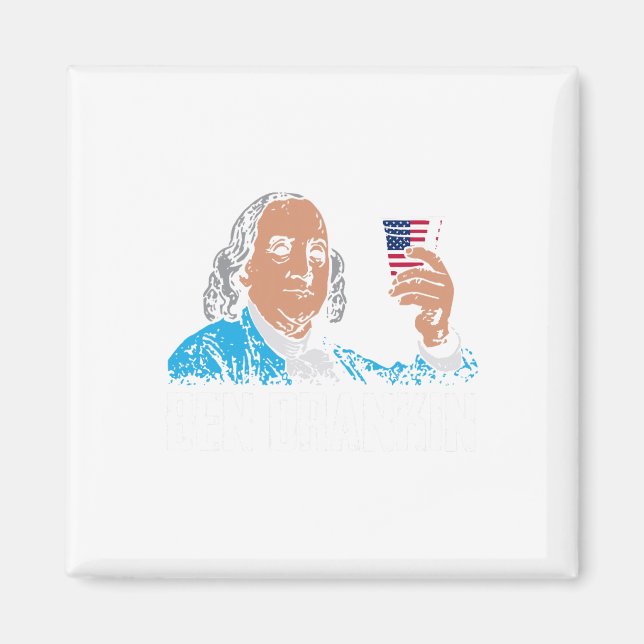 Íman Ben Drankin 4 de Julho Benjamin Franklin Homens Mu (Frente)