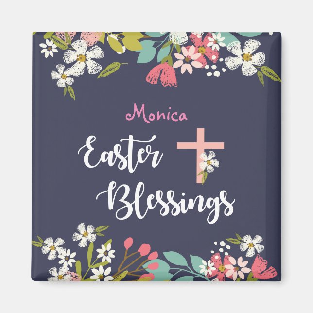 Íman Bênçãos de páscoa das flores de Cristo risen (Frente)