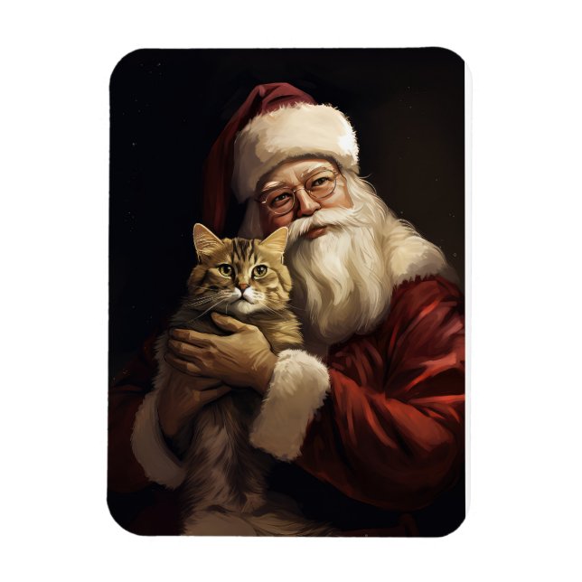 Íman Bengala Cat com Papai Noel Natal Festivo (Vertical)