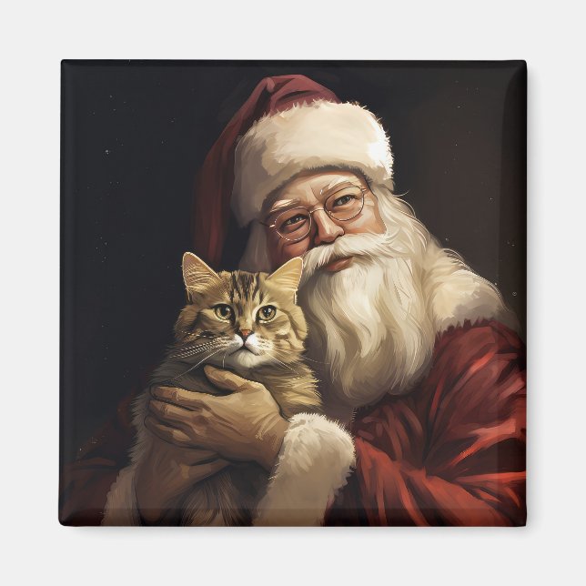 Íman Bengala Cat com Papai Noel Natal Festivo (Frente)