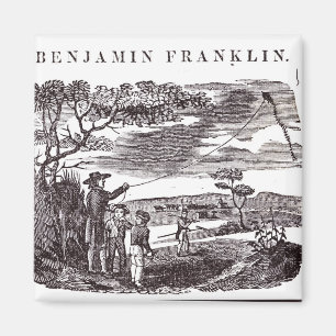 Íman Benjamin Franklin conduz sua experiência do