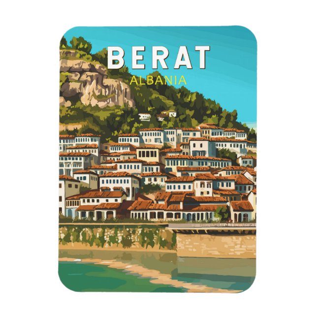 Íman Berat Albânia Viagem Art Vintage (Vertical)