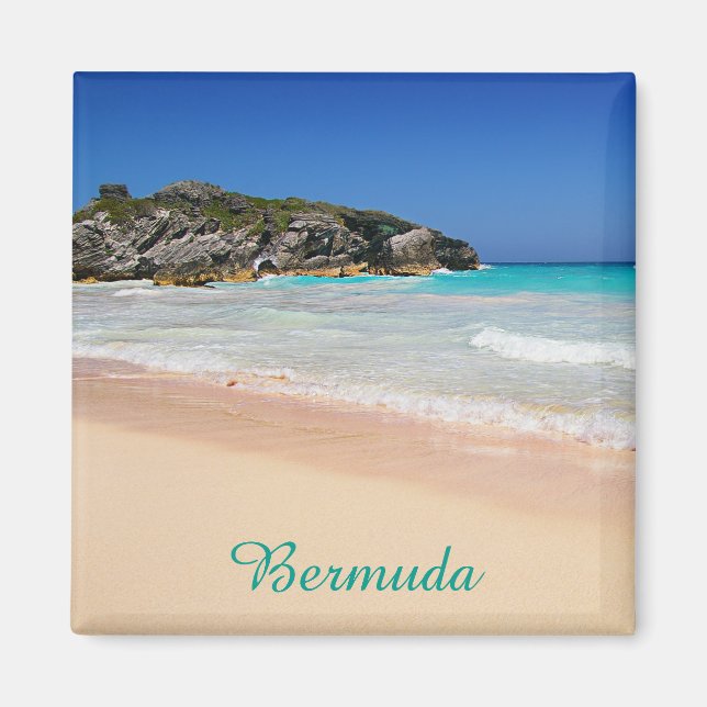 Íman Bermudas Tropical Pink Sand BeachTravel Photo (Frente)