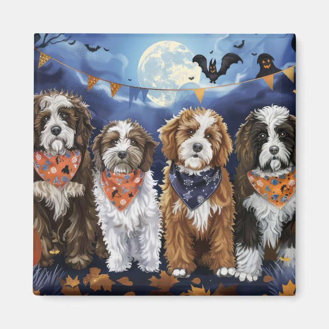 Íman Bernedoodle Dia das Bruxas Assustador (Frente)