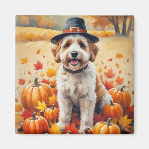 Íman Bernedoodle Entre Folhas de Outono Arte de Ação de
