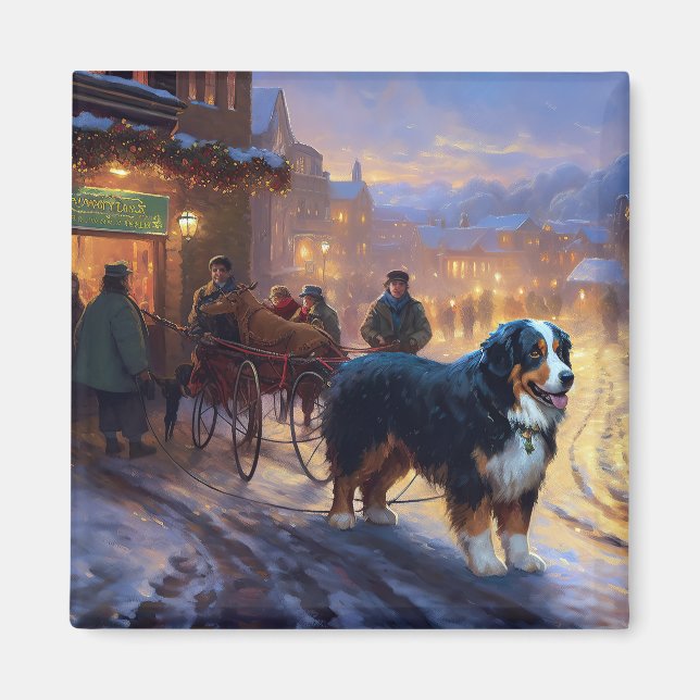 Íman Bernese Mountain Christmas Fesason (Frente)