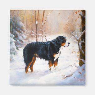 Íman Bernese Mountain Deixe-o nevar no Natal