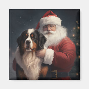 Íman Bernese Mountain Dog Papai Noel Natal Festivo