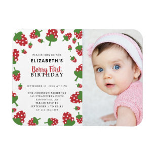 Íman Berry First Birthday Cute Strawberry Foto