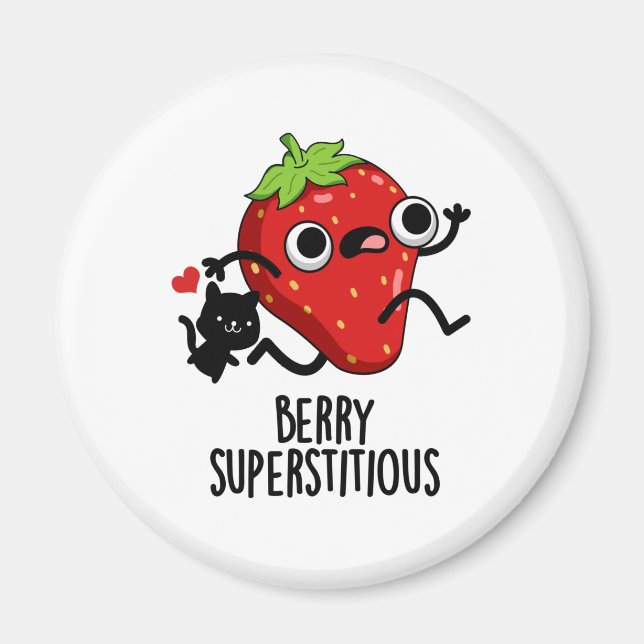 Íman Berry Superstitious Funny Fruta Pun (Frente)