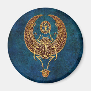 Íman Besouro egípcio voado com Ankh - azul do