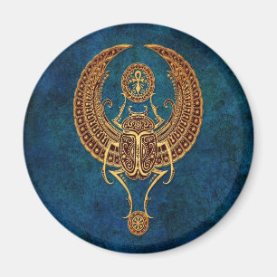 Íman Besouro-escaranguejo egípcio alado com Ankh - azul