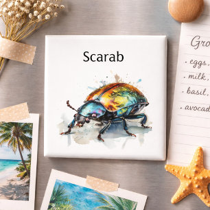 Íman Besouro Iridescente em Aquarela, personalizado