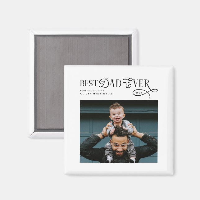 Íman  Best Dad Ever Photo Modern Fathers Day Gifts (Front/Back)