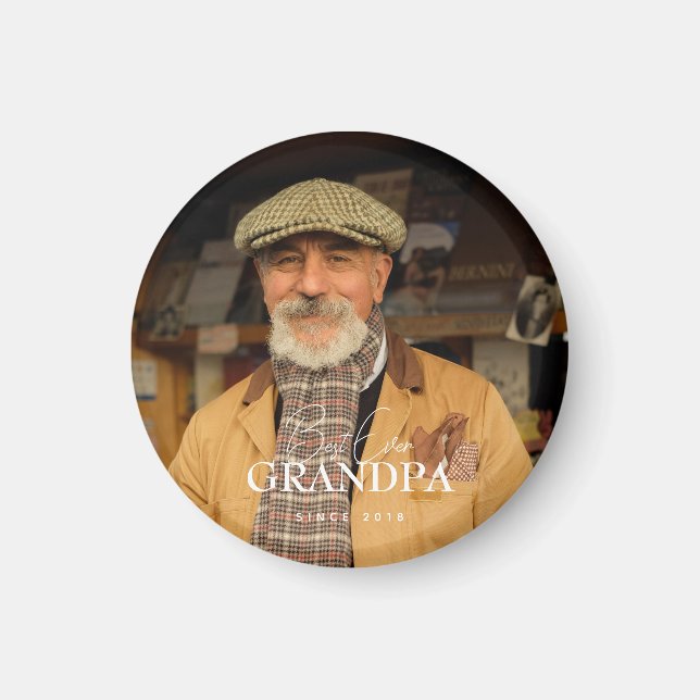 Íman Best Ever Grandpa Since 20XX Simple Elegant Photo (Frente)