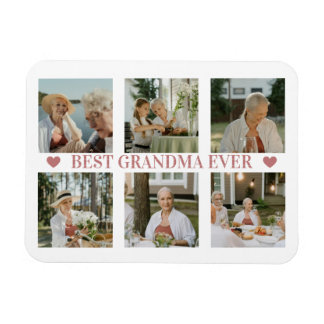 Íman Best Grandma Ever Photo Collage – Gift with Hearts