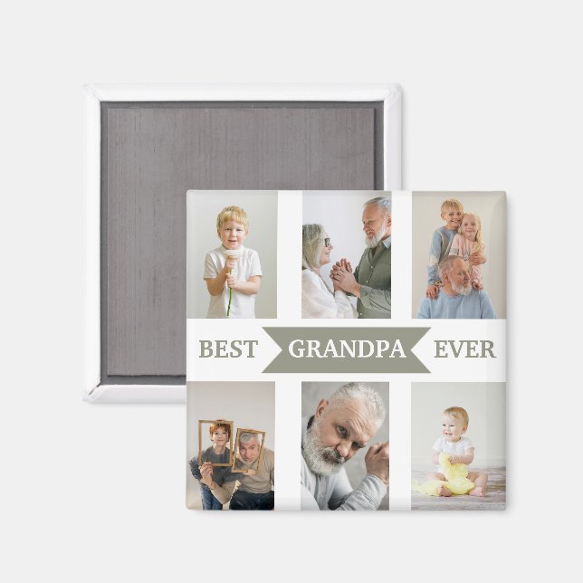 Íman Best Grandpa Ever | Custom Photos Magnet (Front/Back)