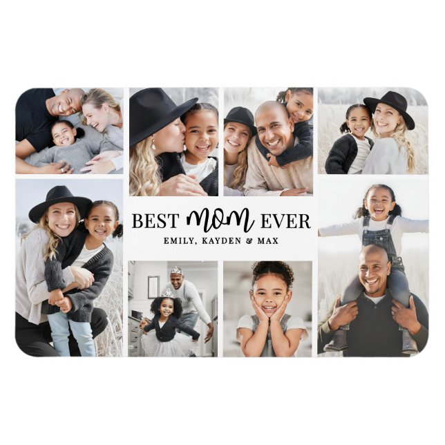 Íman Best Mom Photo Collage (Horizontal)
