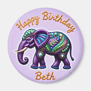 Íman BETH ~ Elephant Magnet Púrpura Personalizado