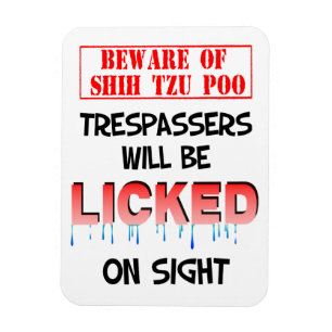 Íman "Beware Shih o ímã de Tzu de Poo" (branco)