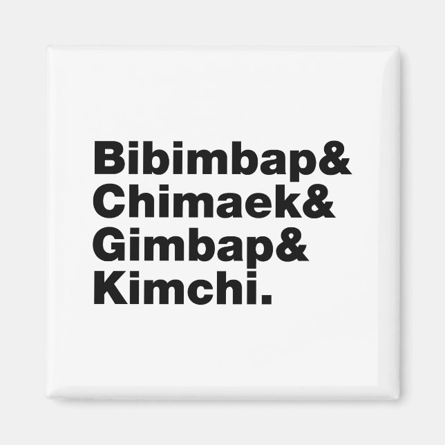 Íman Bibimbap & Chimaek & Gimbap & Kimchi. Comidas core (Frente)