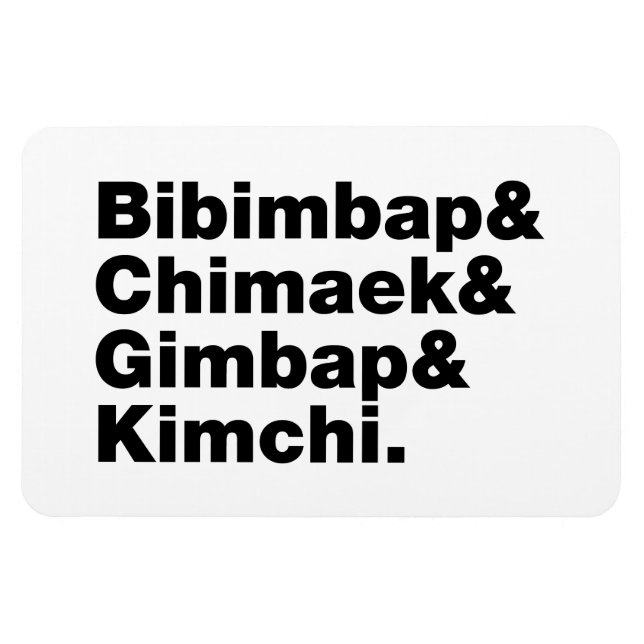 Íman Bibimbap & Chimaek & Gimbap & Kimchi. Comidas core (Horizontal)