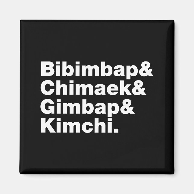 Íman Bibimbap & Chimaek & Gimbap & Kimchi. Comidas core (Frente)