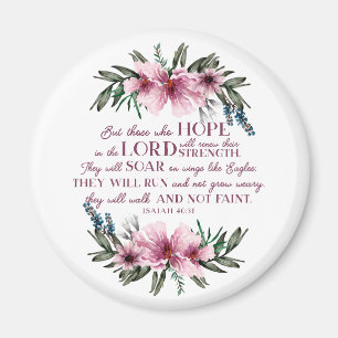 Íman Bíblia Cristã Verse Isaiah 40 Floral Rosa