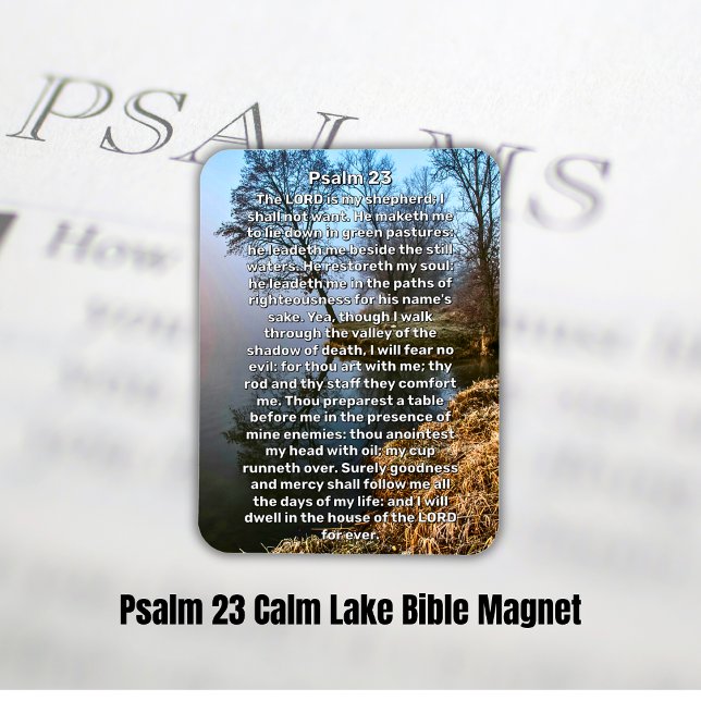 Íman Bíblia do Lago Calm 23 (Psalm 23 Calm Lake Bible Magnet)
