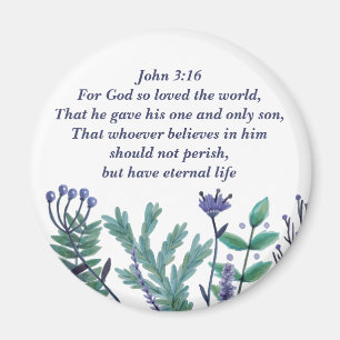 Íman Bíblia Inspiracional Verso John 3:16 Floral