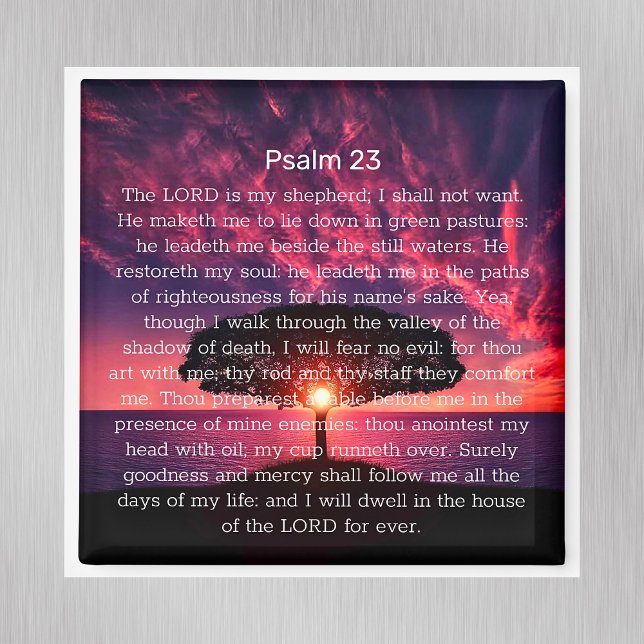 Íman Bíblia Salm 23 Verso Árvore Sunset (Psalm 23 Bible Verse Sunset Tree Magnet)