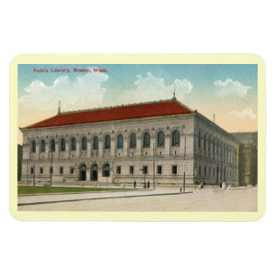 Íman Biblioteca Pública, Cartão Postal Vintage de Bosto