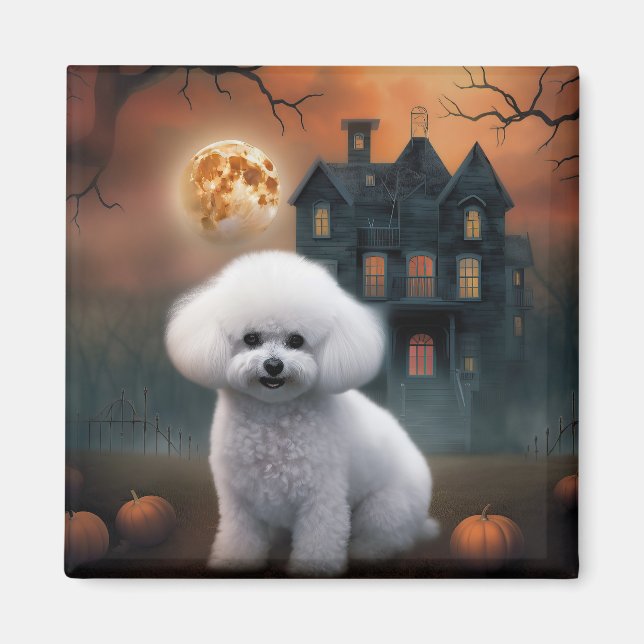 Íman Bichon Frise Halloween Assustador (Frente)