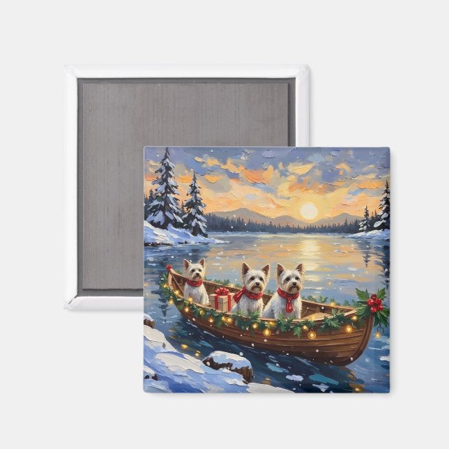 Íman Bichon Frise Natal Barco Férias (Front/Back)