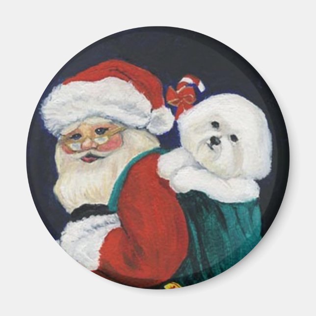 Íman "Bichon Frise & Papais noeis" Magneta de Arte Cani (Frente)