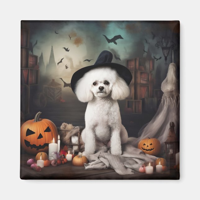 Íman Bichon Frise Pumpkins Halloween Scary (Frente)