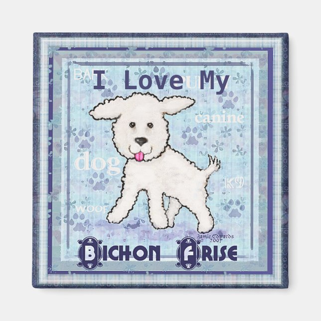 Íman Bichon Frise Puppy Dog Art Magnet (Frente)