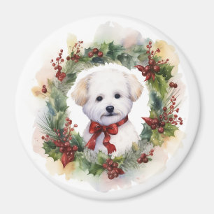 Íman Bichon Frise Wreath Festivo Pup