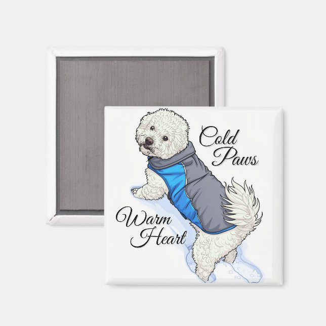 Íman Bichon Snow de Coração Quente (Front/Back)